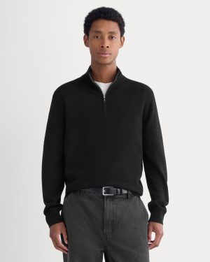 Cashmere Quarter Zip Sweater |  Black