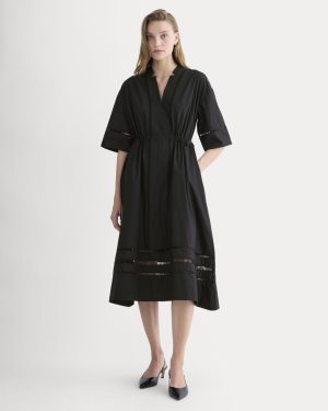The Lace Trim Caftan Dress | Black