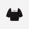 The Eyelet Puff Sleeve Top | Black