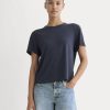 The Box-Cut Tee in Cotton Linen | Navy