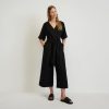 The Wrap Jumpsuit in Linen | Black