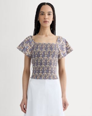 The Gauze Smocked Top | Mocha Floral