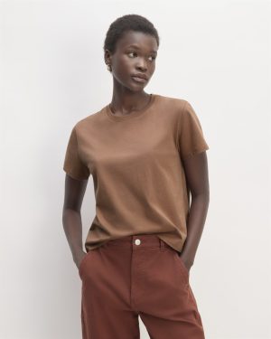The Box-Cut Tee in Essential Cotton | Carob Brown | No Pocket