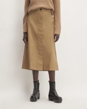 The Structured Cotton A-Line Skirt | Toasted Coconut