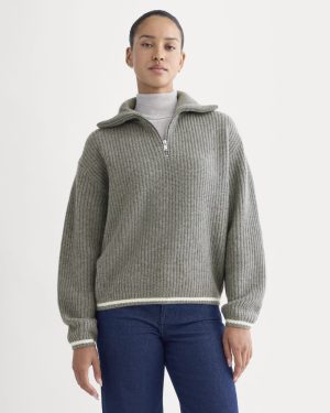 The Half-Zip Sweater in Luxe Merino | Heathered Mid Grey