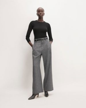 The ReWool® Way-High Drape Pant | Grey Herringbone