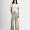 The Wide-Leg Pant in Stretch Linen | Deep Taupe Mini Gingham