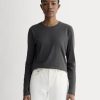The Slim Long-Sleeve Crew in Essential Cotton | Heathered Soot
