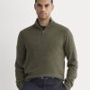 Cashmere Quarter Zip Sweater | Heathered Army Green