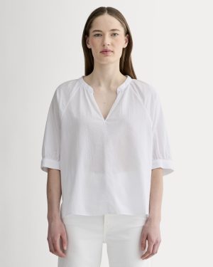 The Gauze Gathered Top | White