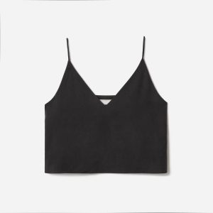 The Washable Silk Cropped Cami | Black