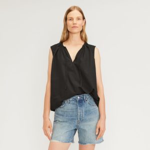 The Gathered Tie-Front Top | Black