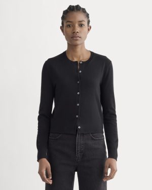 The Cropped Cardigan in Cotton Cashmere | Black