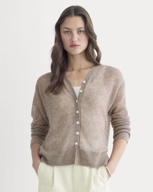 The Air Alpaca ™ High V Cardigan | Heathered Chocolate Chip