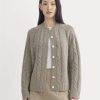 Cable Cardigan in Extrafine Luxe Merino | Heather Soft Taupe