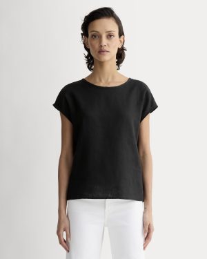The Muscle Top in Linen | Black