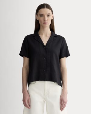 The Notch Shirt in Linen | Black