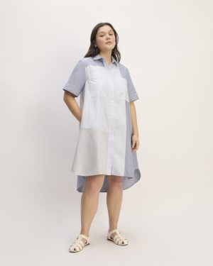 The Everlane x Marques' Almeida Patchwork Daytripper Dress | Blue Stripe Patchwork