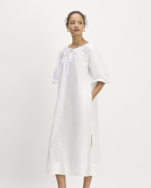 The Supima® Puff-Sleeve Dress | White
