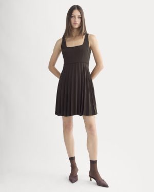 Drapey Crepe Mini Dress | Dark Chocolate