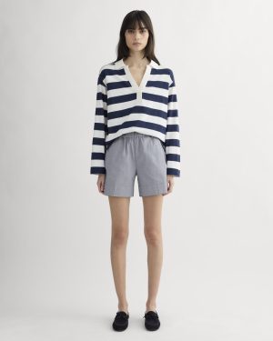 The Easy Short | Dark Denim Pinstripe