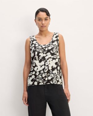 The Scoop Tank in Linen | Black / Bone Floral