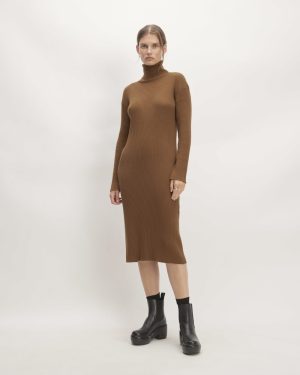 The Cotton-Merino Turtleneck Dress | Rich Camel
