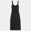 Knit Square-Neck Midi Dress | Black