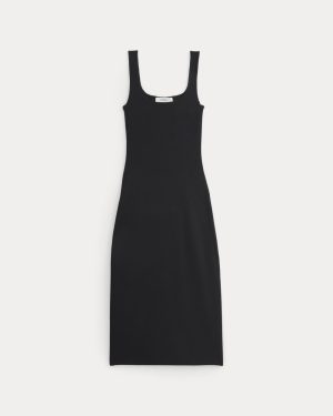 Knit Square-Neck Midi Dress | Black