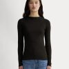 The Luxe Rib Funnel-Neck Tee | Black