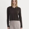 Cashmere Cropped High-V Sweater | Dark Chocolate