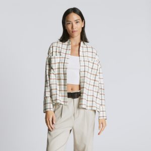 The Boxy Flannel | Seafoam / Tobacco Brown Plaid