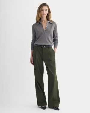 Wide-Leg Trouser in Buttersmooth | Dark Green | 32 Inseam