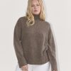 The Boxy Turtleneck in Cashmere | Taupe Brown Donegal