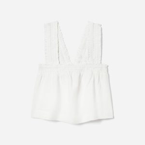 The Smocked Linen Cami | White