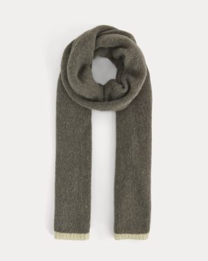 Plush Alpaca Scarf | Mid Grey Heather/ Bone