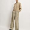 The Draper Pleated Pant in Buttersmooth | Cornstalk / Black | 30 Inseam