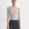 The Pointelle Crew in Ultrasoft Merino | Pale Blush