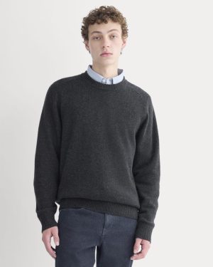 Midweight Cashmere Crew | Heathered Black