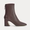 Leather Curved-Heel Boot | Burgundy
