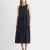 The Tiered Dress in Stretch Linen | Black