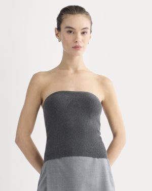 Knit Tube Top | Heathered Soot