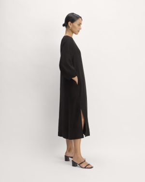 The Linen A-Line Midi Dress | Black