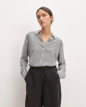 The Must-Have Shirt in Washable Silk | Black / White