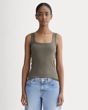 The Luxe Rib Square-Neck Tank | Heathered Fatigue