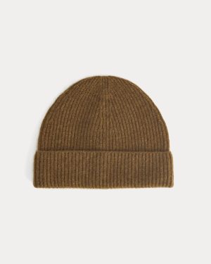 The Cashmere Ribbed Beanie | Heathered Toffee