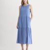 The Tiered Dress in Stretch Linen | Bluebell