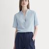 The Popover Top in Washable Silk | Soft Blue