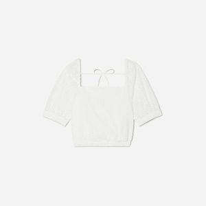The Eyelet Puff Sleeve Top | White