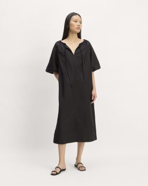 The Supima® Puff-Sleeve Dress | Black